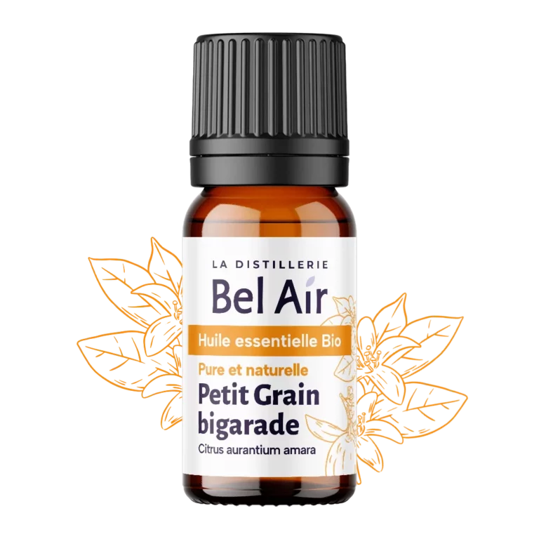 Flacon d’huile essentielle bio Petit Grain bigarade Bel Air, packshot