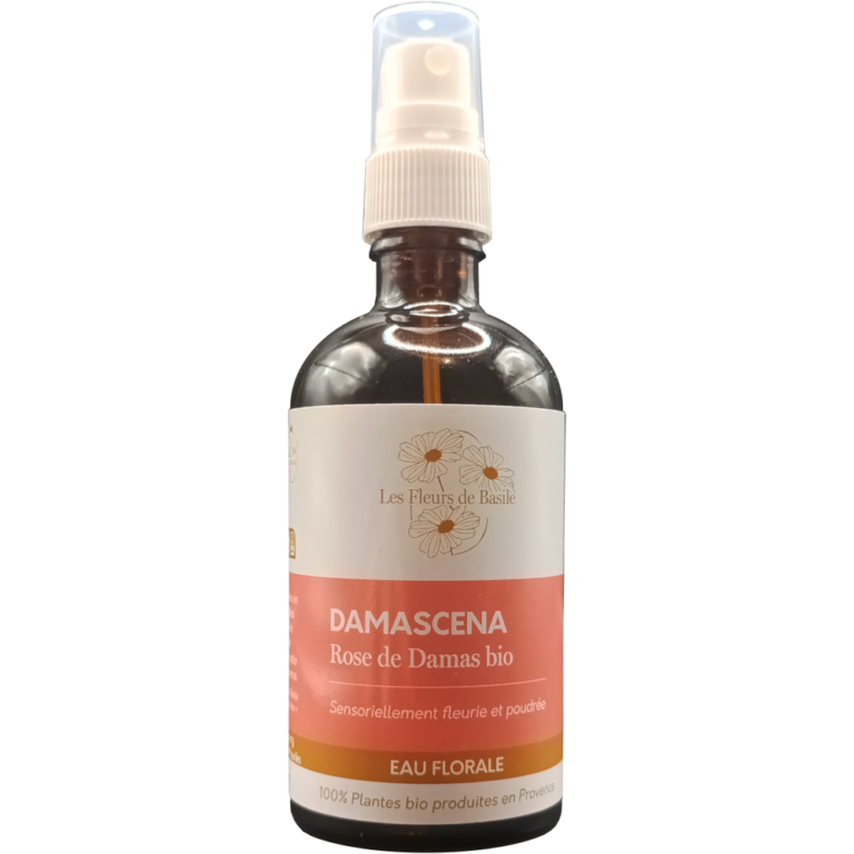 Spray d’eau florale Damascena rose de Damas bio en flacon
