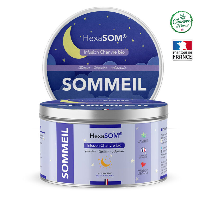 Boite infusion chanvre bio HexaSOM sommeil verveine melisse asperule