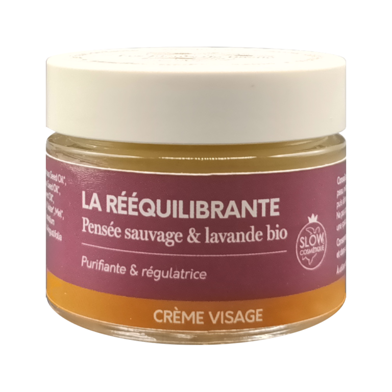 Crème visage La Rééquilibrante purifiante, pensée sauvage et lavande bio