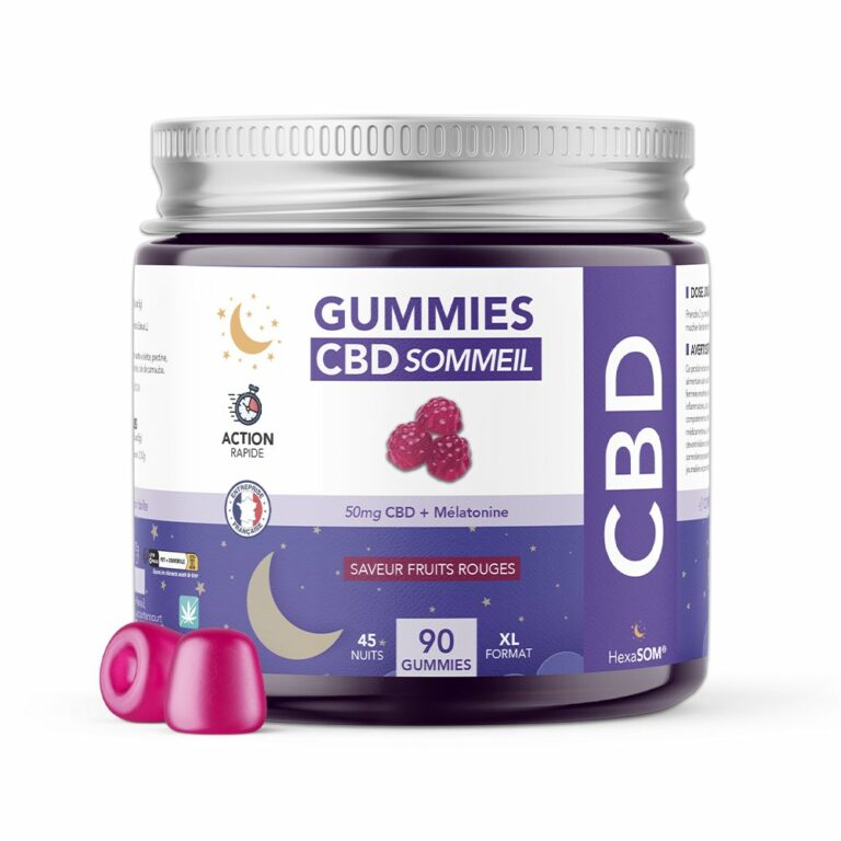 Pot gummies CBD sommeil fruits rouges 90 unités couvercle argenté