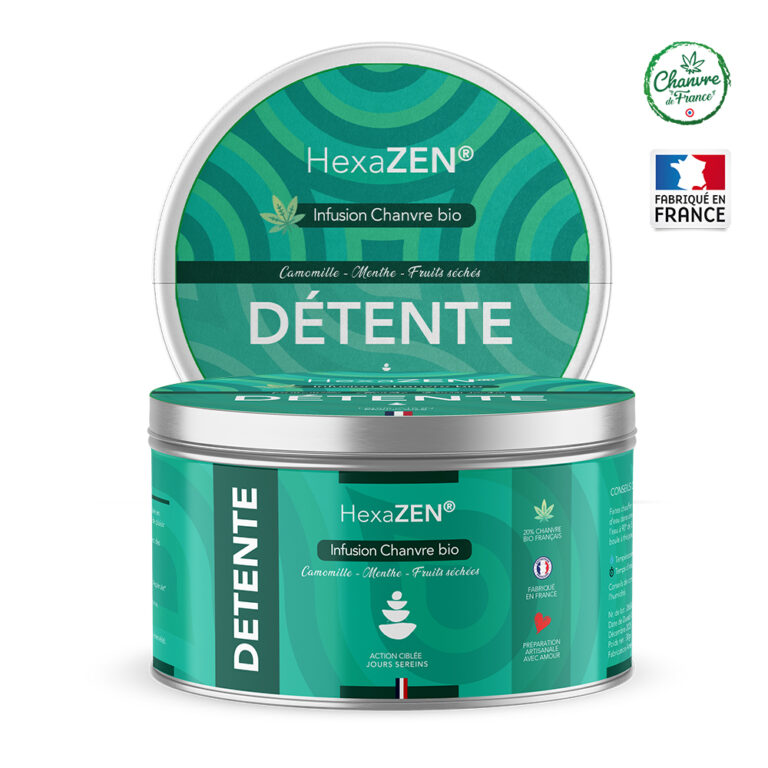 Boite infusion chanvre bio HexaZEN détente camomille menthe fruits