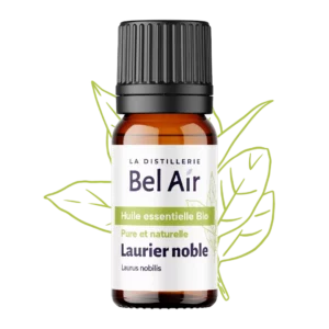 Flacon d'huile essentielle de Laurier Noble bio.