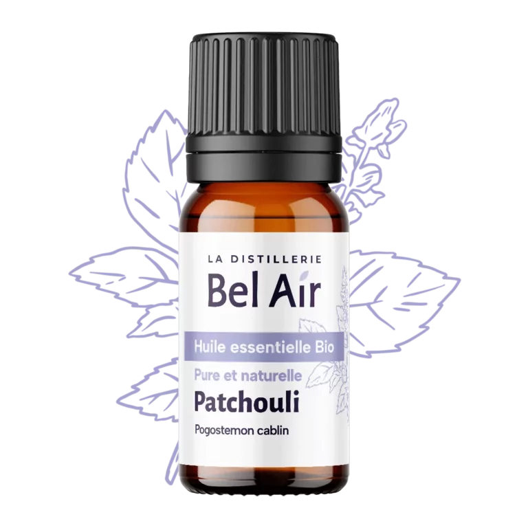 Flacon d’huile essentielle bio Patchouli Bel Air, packshot