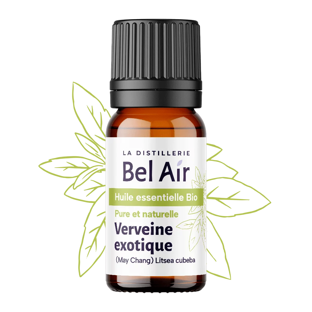 Flacon d'huile essentielle de Verveine Exotique bio.