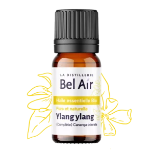 Flacon d'huile essentielle d'Ylang Ylang Complète bio.