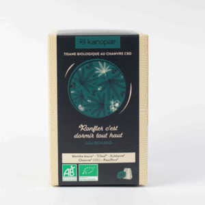 Découvrez la tisane CBD "Ronfler c'est dormir tout haut" de Kanopae : une infusion bio au chanvre et plantes pour un sommeil réparateur. Aide naturelle contre le ronflement et l'insomnie légère. Fabrication française.