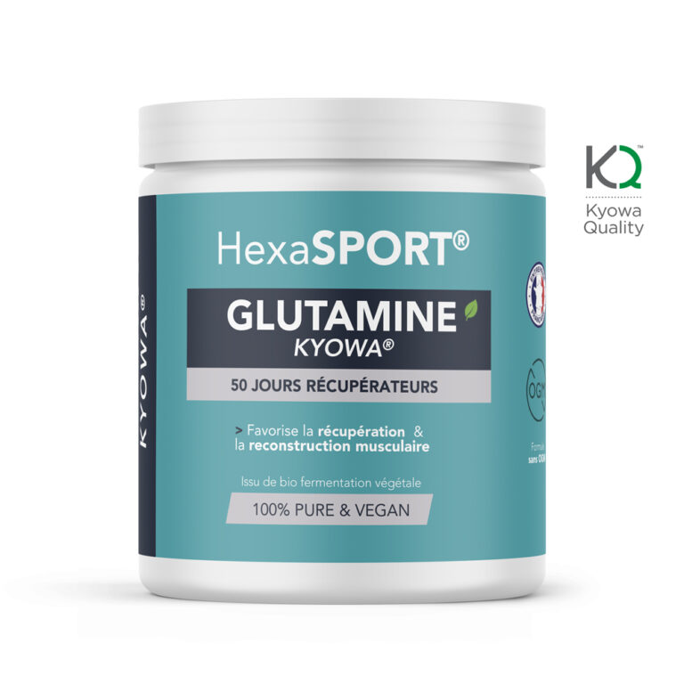 Pot HexaSPORT glutamine Kyowa, poudre complément vegan sans OGM