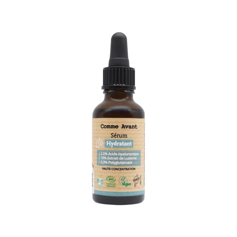 Sérum hydratant Comme Avant flacon pipette, acide hyaluronique et luzerne