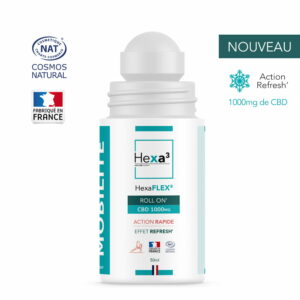 Roll On CBD 1000mg Effet Froid HexaFLEX®, cosmétique bio certifié Cosmos Natural