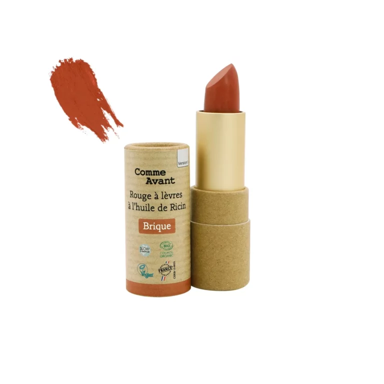Rouge à lèvres Comme Avant teinte brique, tube carton et bâton