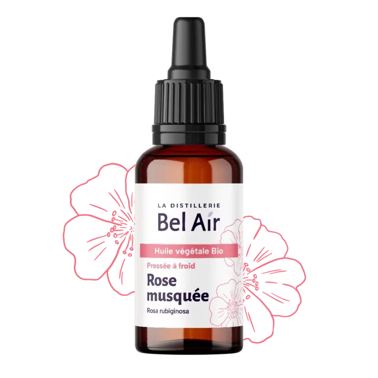 flacon huile vegetale bio rose musquee bel air avec pipette