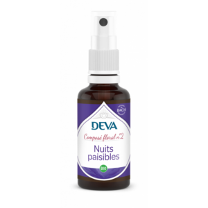 Spray DEVA composé floral 2 nuits paisibles bio sur fond blanc