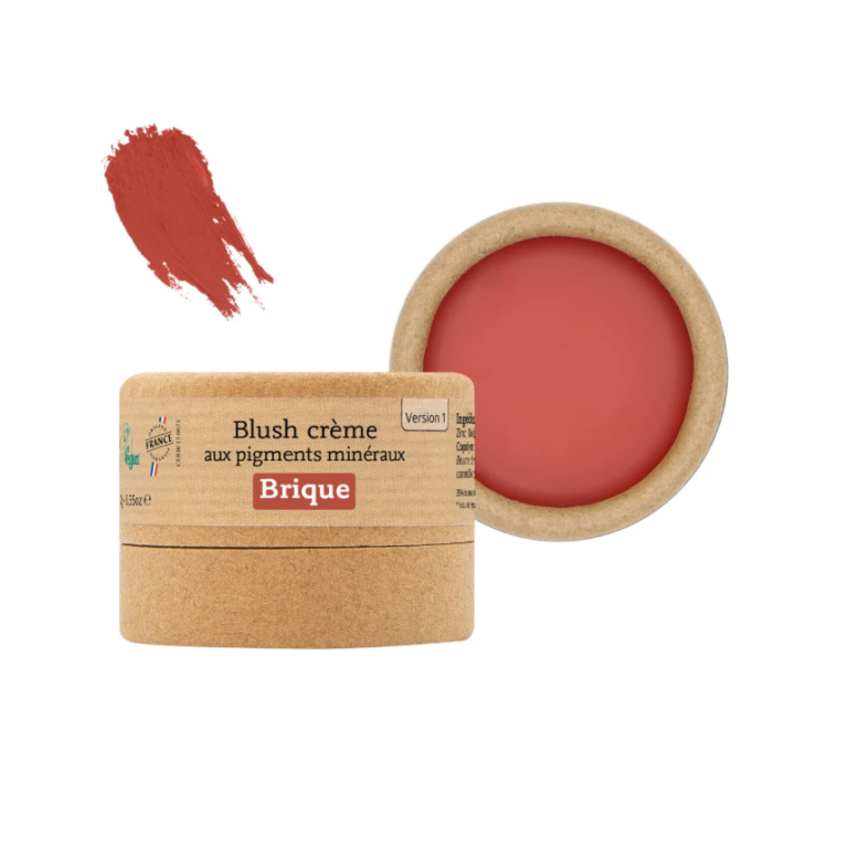 Blush crème brique en pot carton, teinte visible et swatch