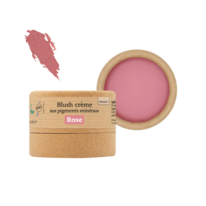 Blush crème rose en pot carton, teinte visible et swatch