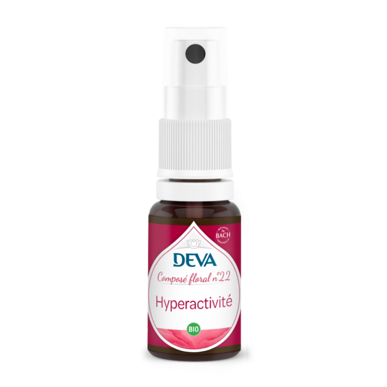 Flacon spray DEVA Hyperactivité composé floral bio n°22