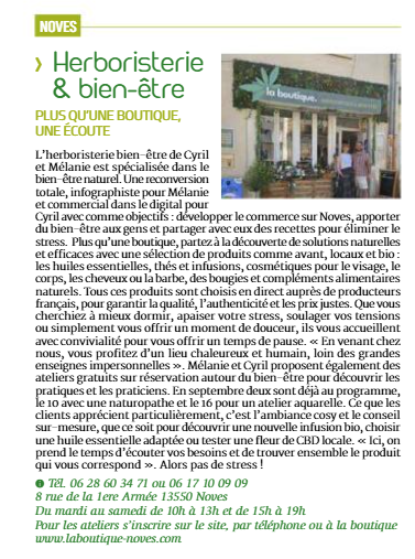 Article Journal Farandole sur la boutique herboristerie à Noves